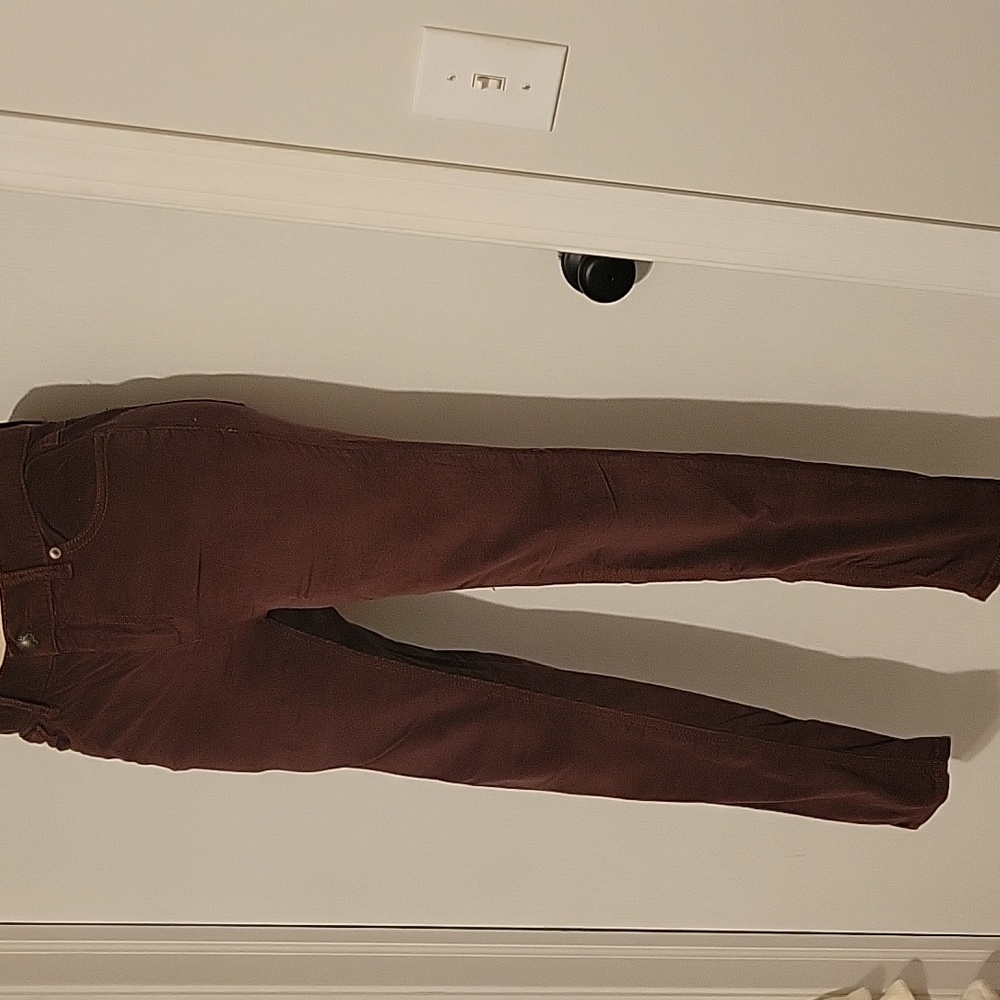 Free People burgundy corduroy skinny‎ pants size 27, never worn by seller!